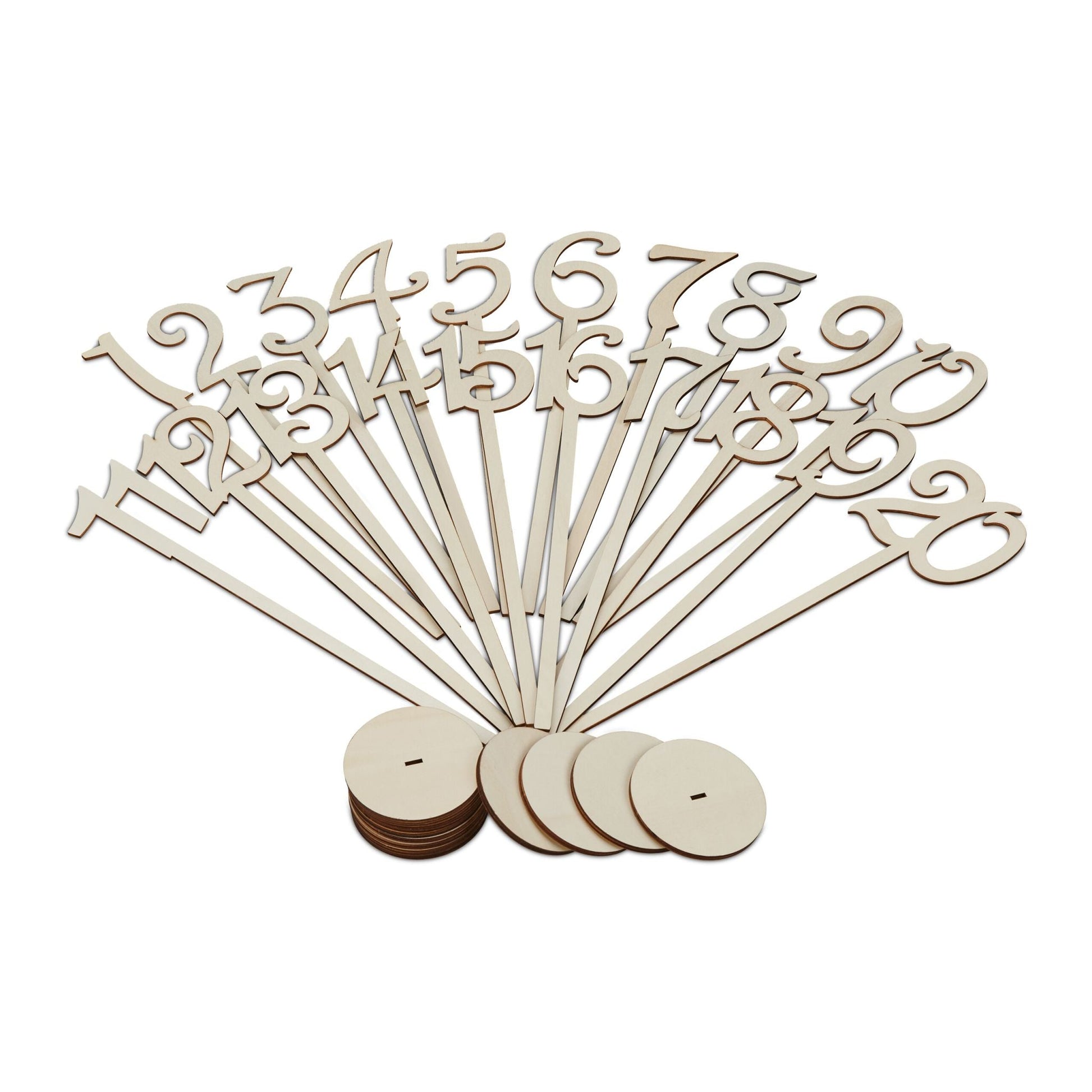 Tischnummern Hochzeit 1–20 Hellbraun von Relaxdays