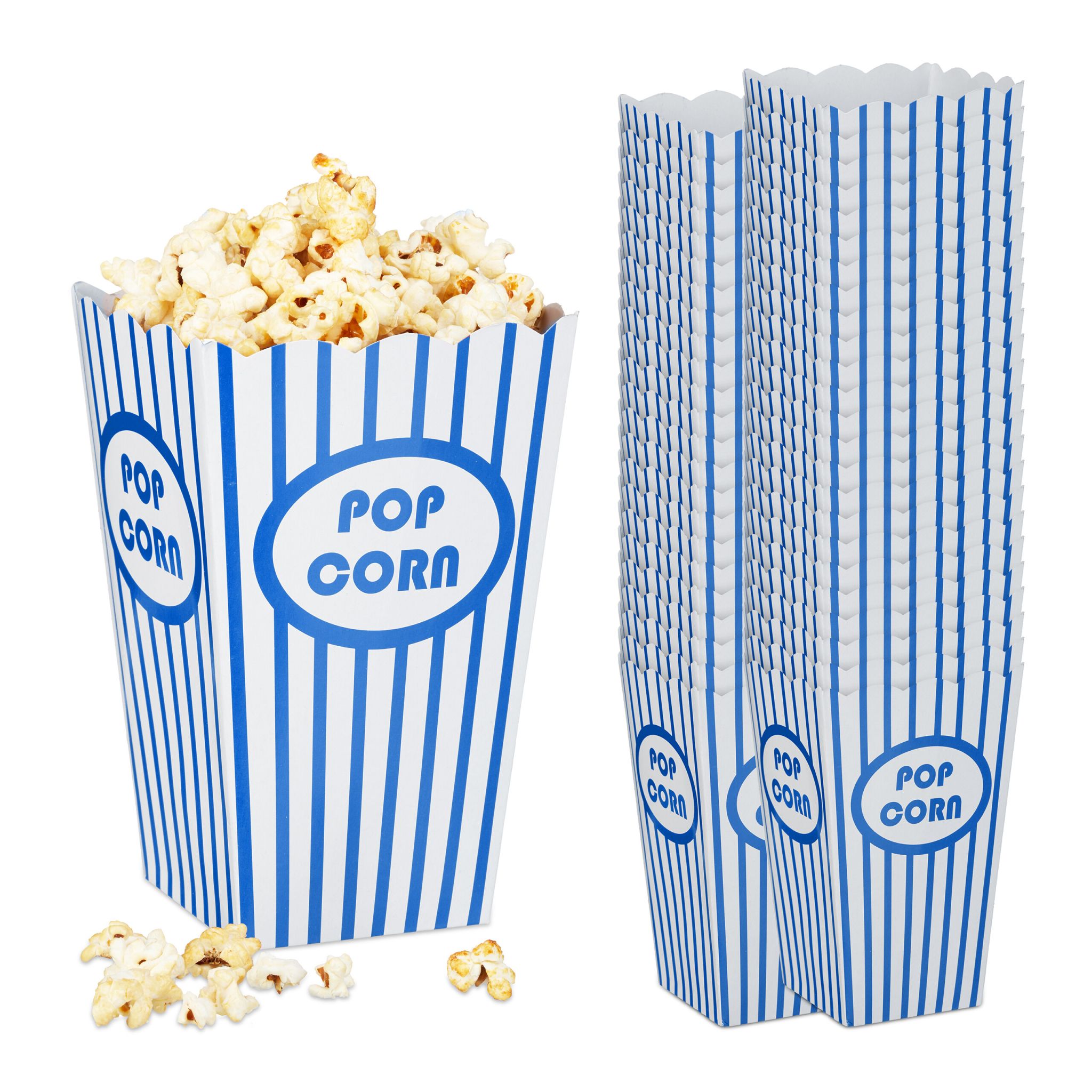 Popcorntüten 48er-Set Weiss-Blau von Relaxdays