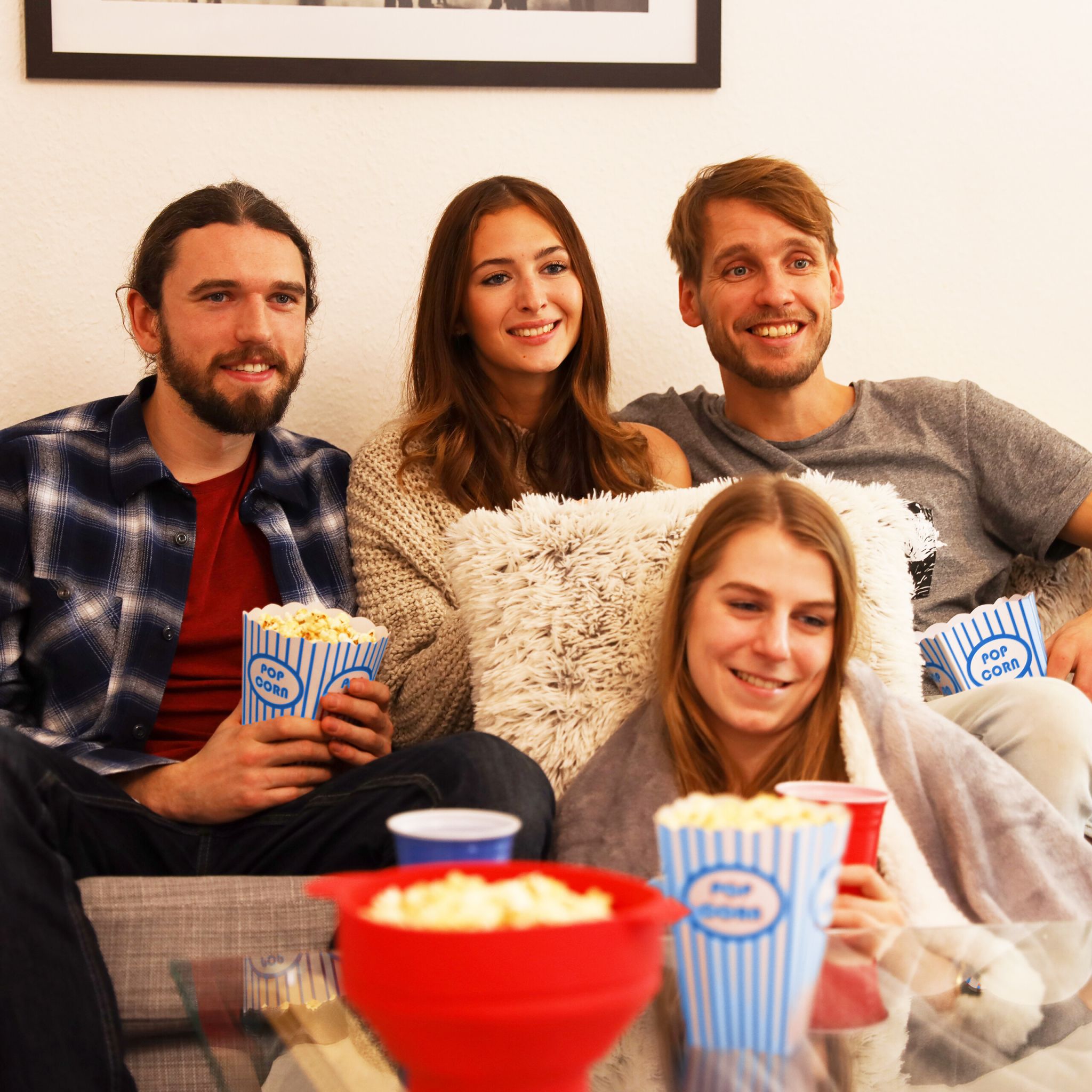 Popcorntüten 48er-Set Weiss-Blau von Relaxdays