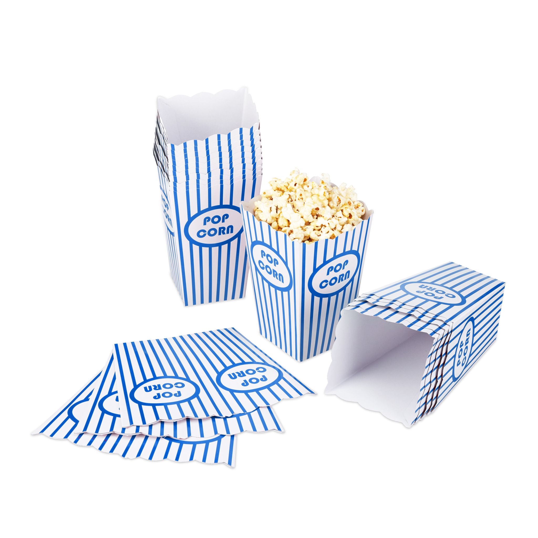 Popcorntüten 48er-Set Weiss-Blau von Relaxdays