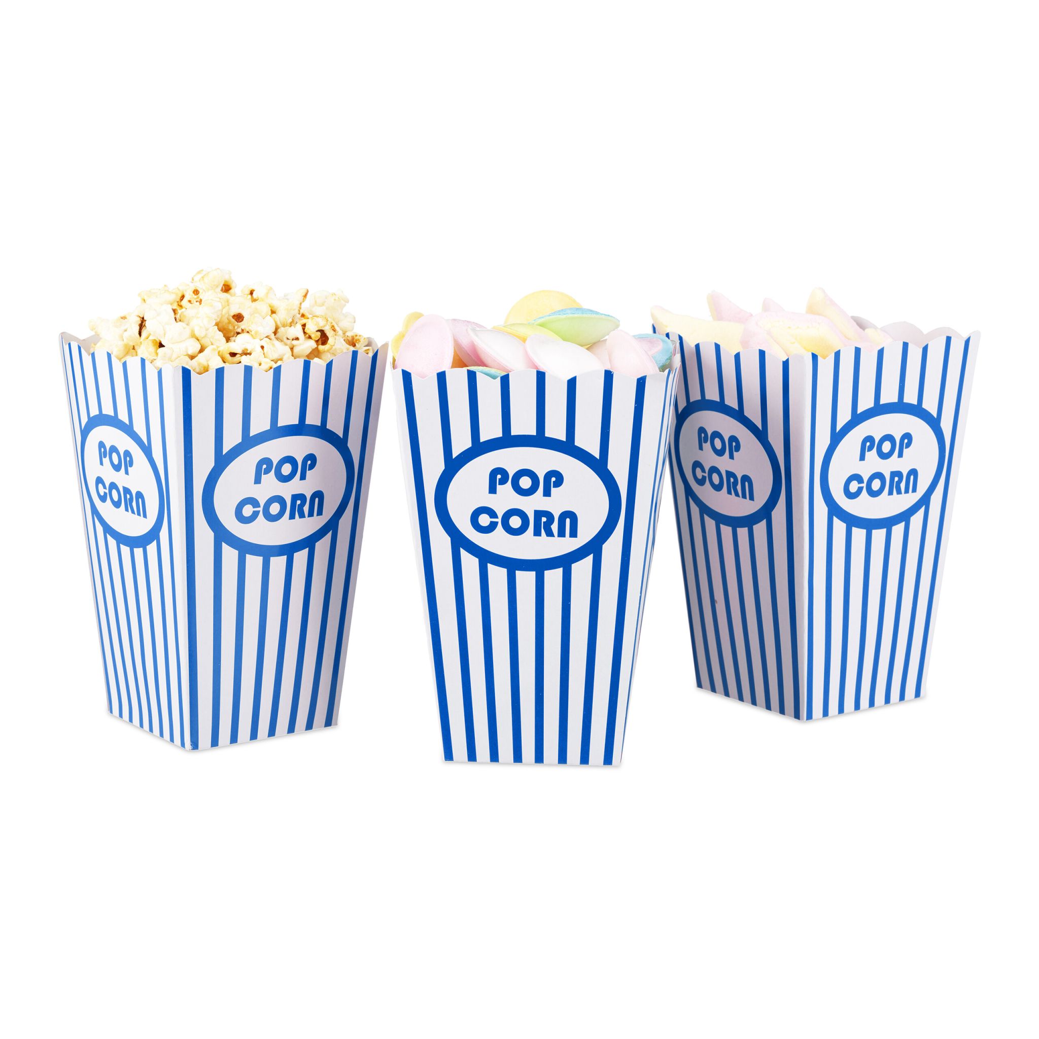 Popcorntüten 48er-Set Weiss-Blau von Relaxdays