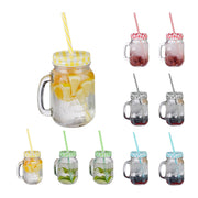 Trinkgläser mit Deckel 10er-Set Gelb-Grün-Transparent von Relaxdays