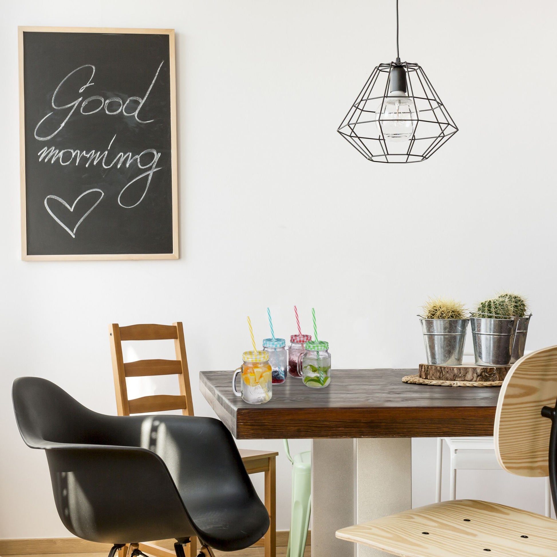 Trinkgläser mit Deckel 4er-Set Gelb-Grün-Transparent von Relaxdays