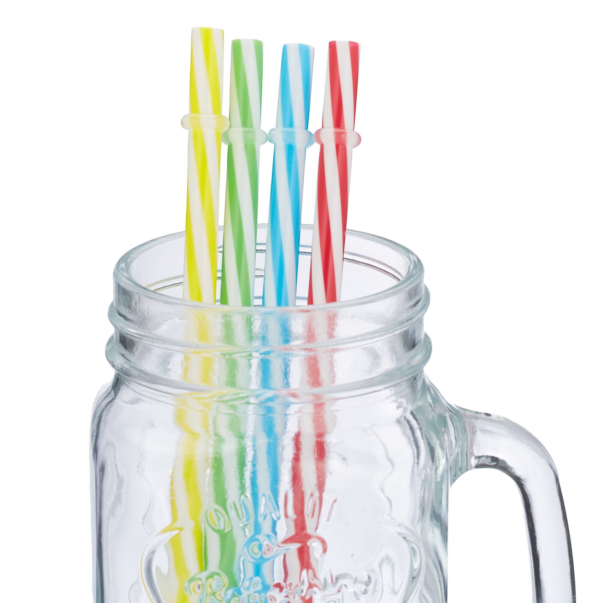 Trinkgläser mit Deckel 4er-Set Gelb-Grün-Transparent von Relaxdays