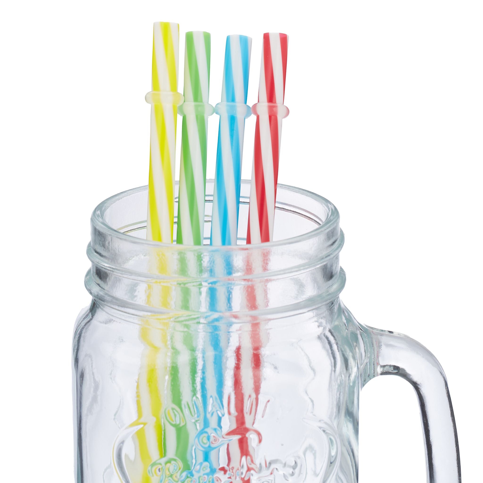 Trinkgläser mit Deckel 4er-Set Gelb-Grün-Transparent von Relaxdays