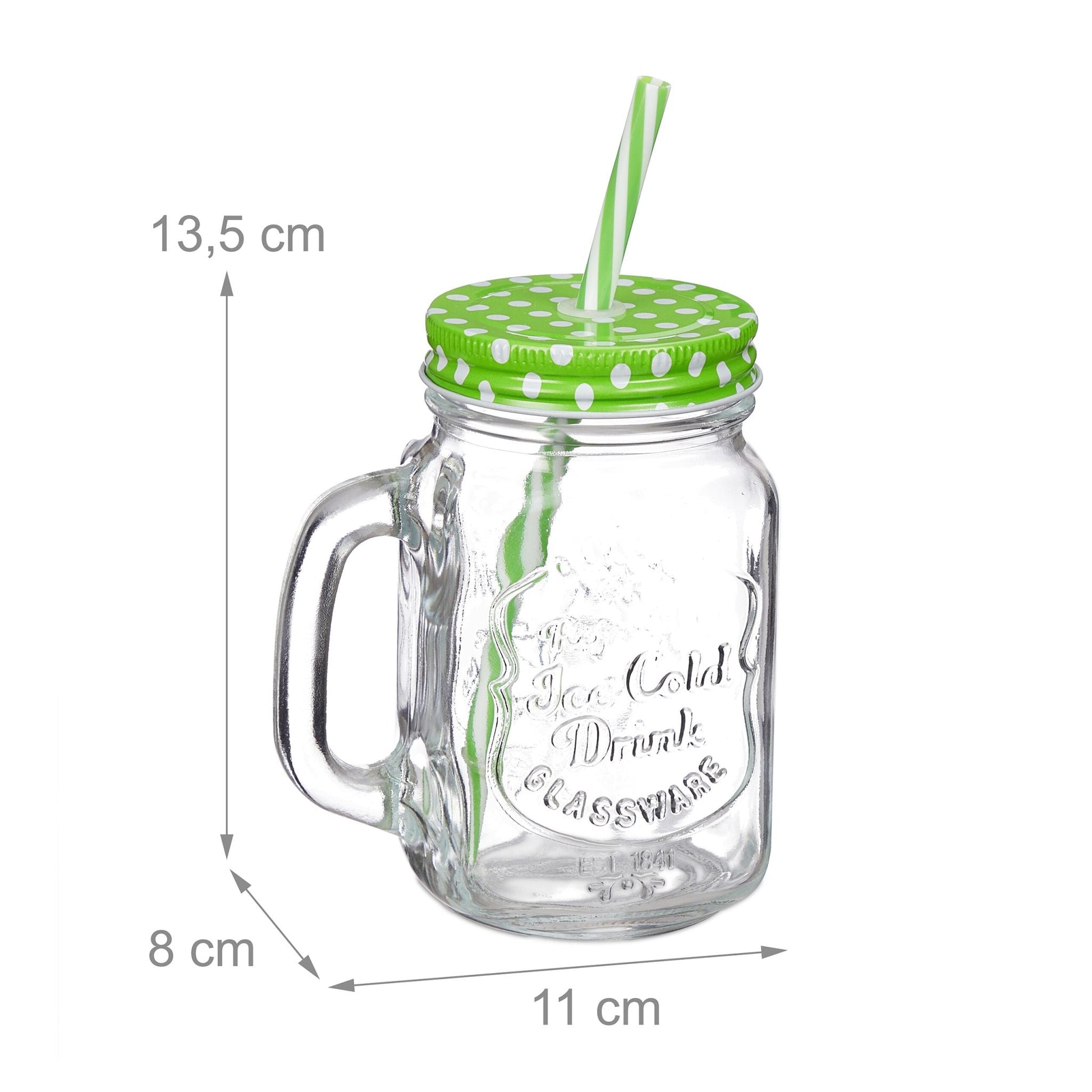 Trinkgläser mit Deckel 4er-Set Gelb-Lila-Transparent von Relaxdays