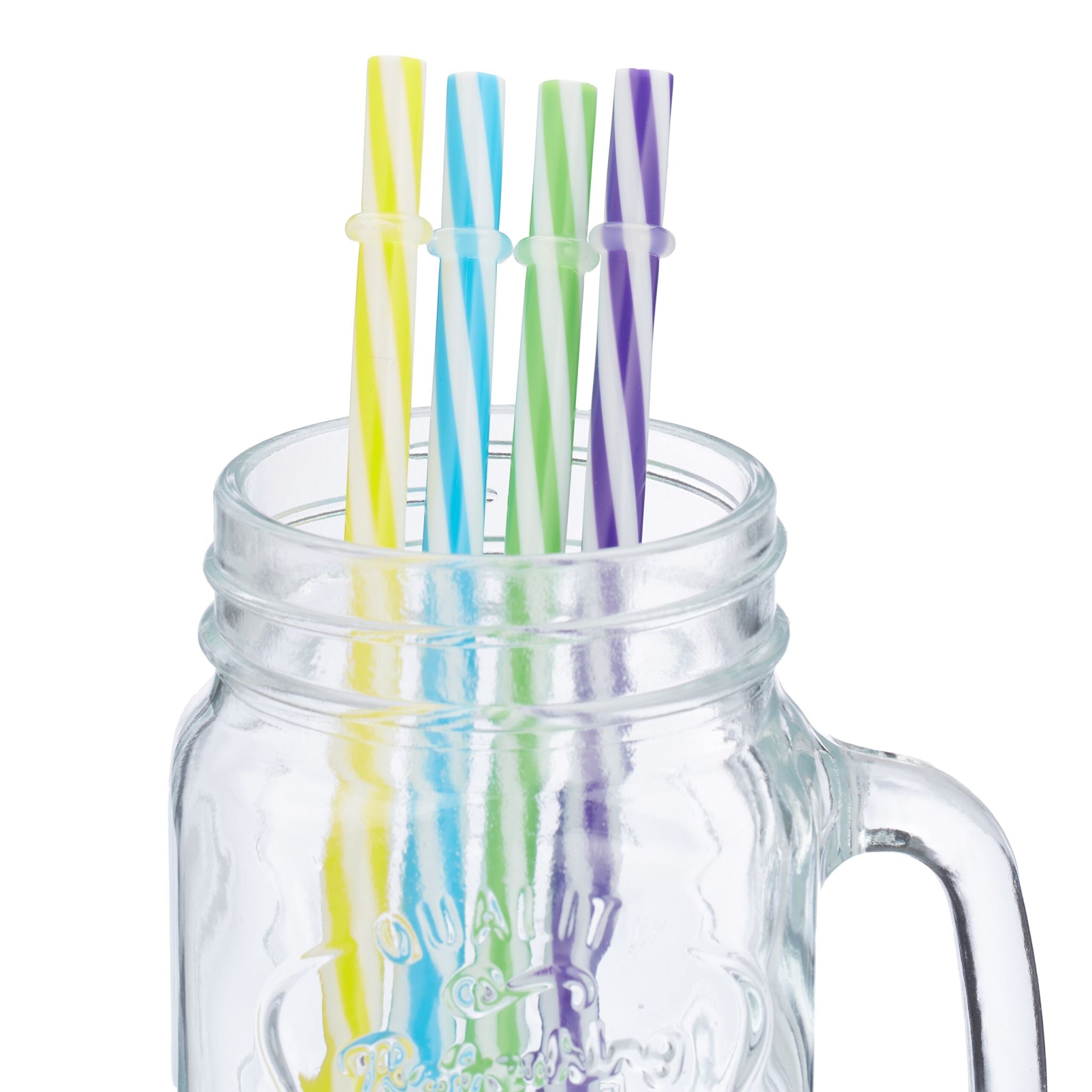 Trinkgläser mit Deckel 4er-Set Gelb-Lila-Transparent von Relaxdays