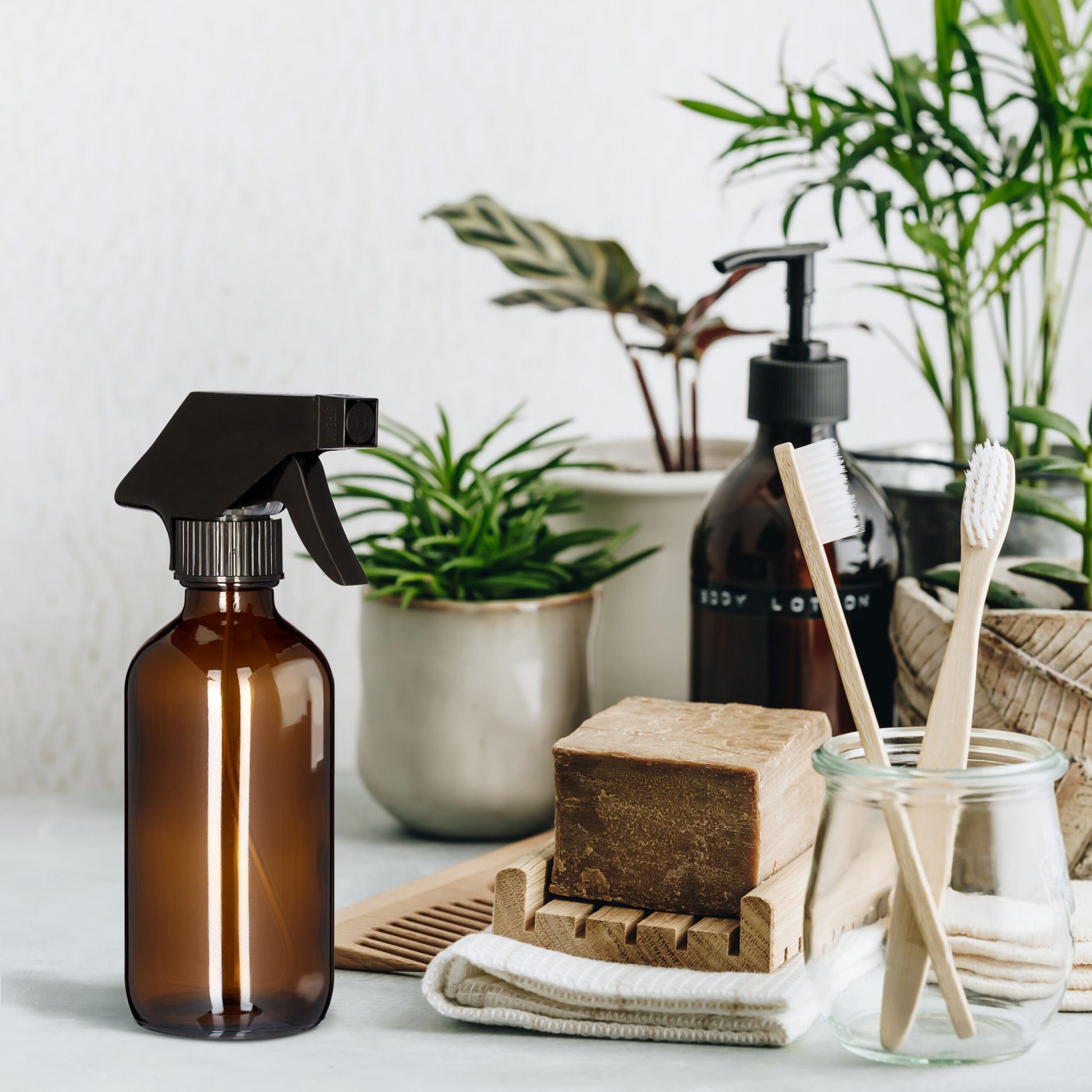 Sprühflasche Glas 230ml 2er-Set Braun von Relaxdays