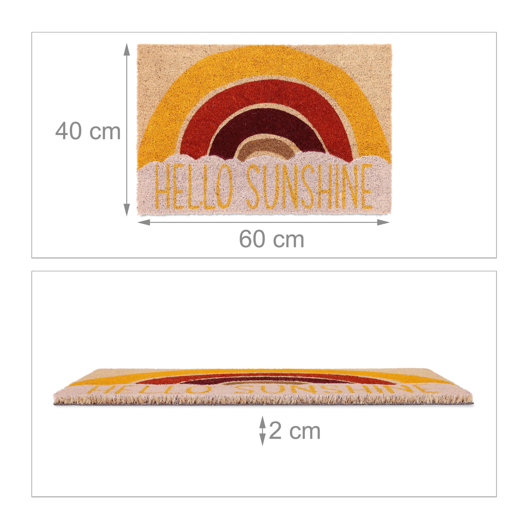 Kokos Fussmatte Hello Sunshine Weiss-Gelb-Hellbraun von Relaxdays
