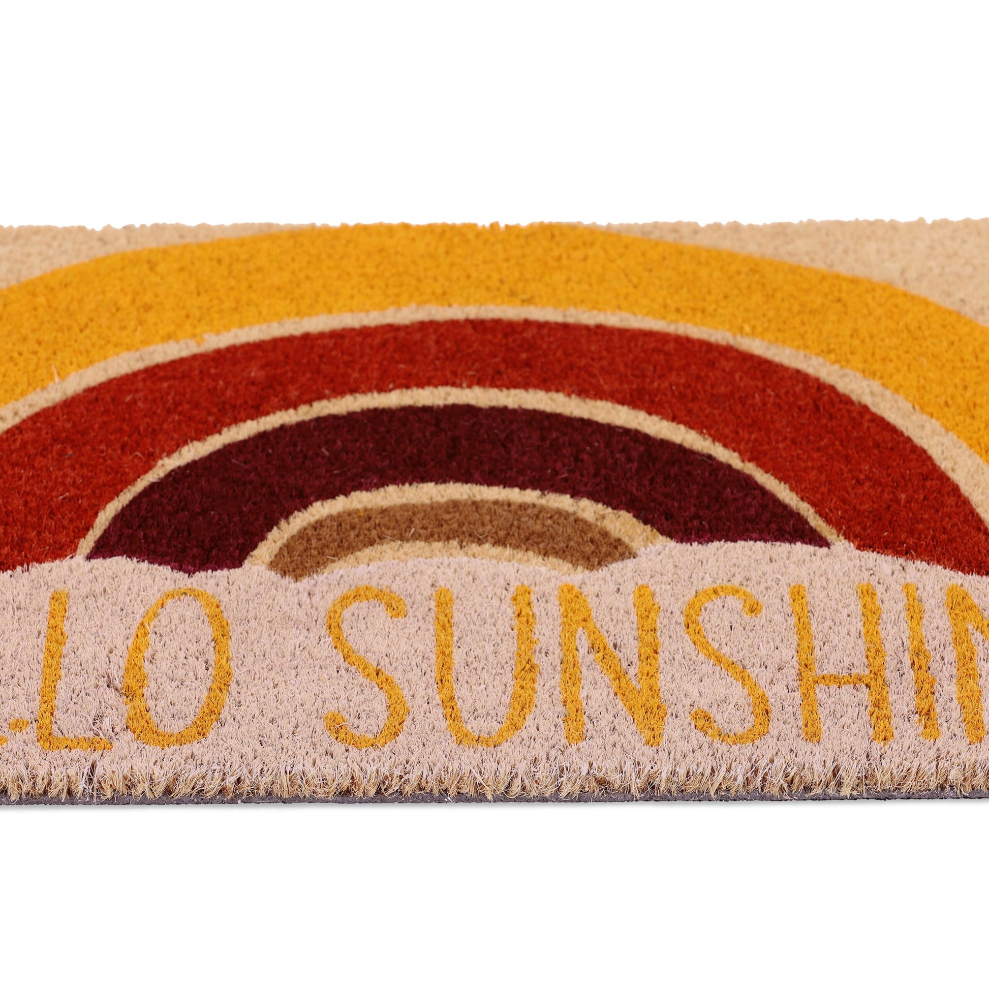 Kokos Fussmatte Hello Sunshine Weiss-Gelb-Hellbraun von Relaxdays