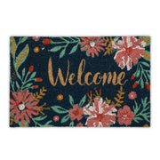 Kokos Fussmatte Welcome Dunkelblau-Grün-Rot von Relaxdays