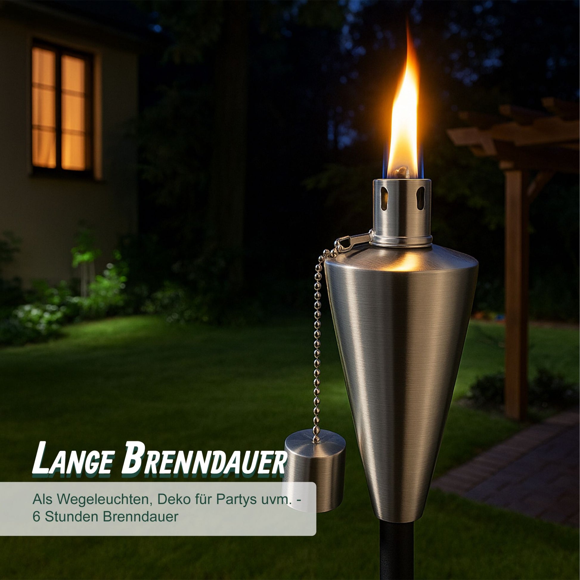 Gartenfackeln Edelstahl 3er-Set Schwarz-Silber von Relaxdays