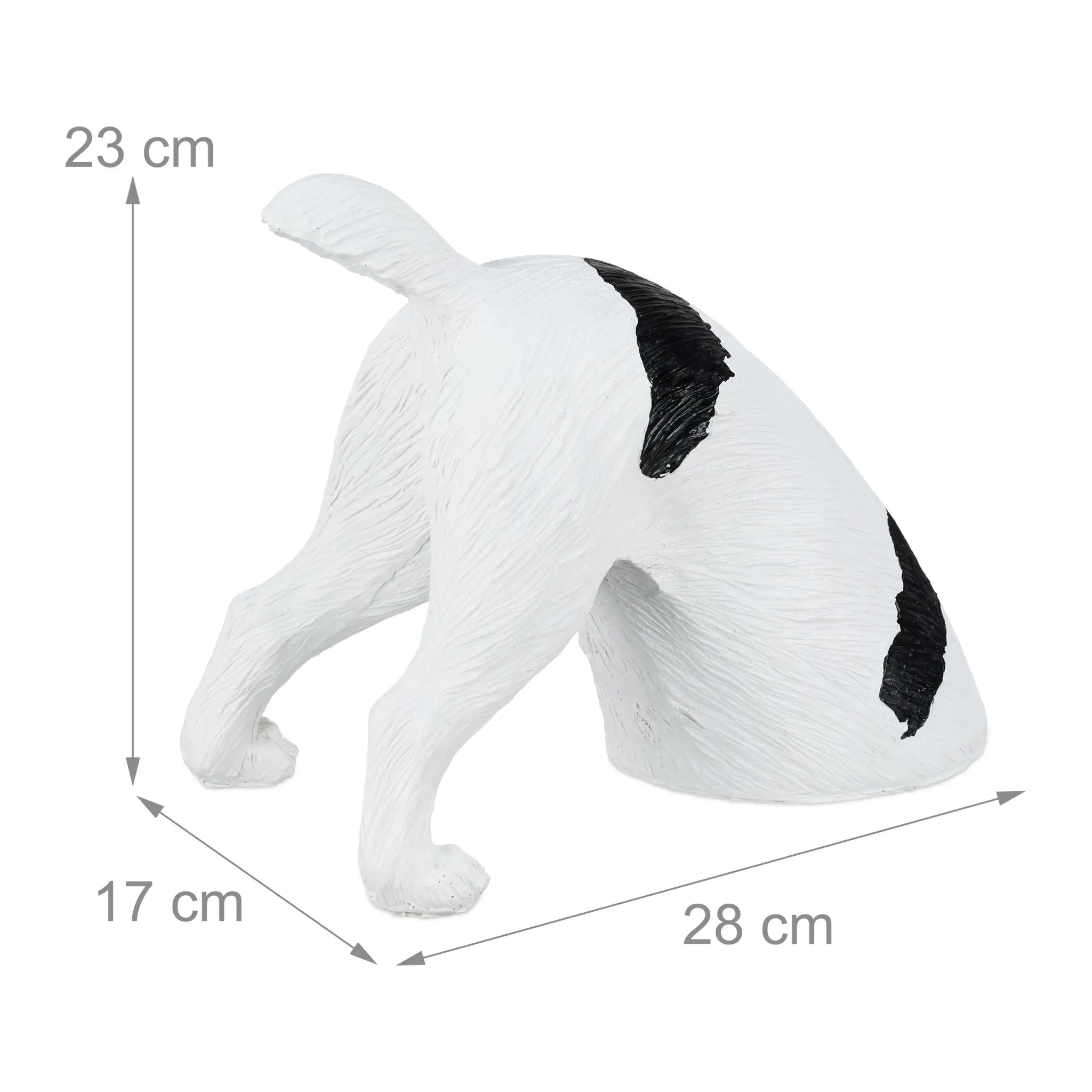 Gartenfigur buddelnder Hund Weiss-Schwarz von Relaxdays