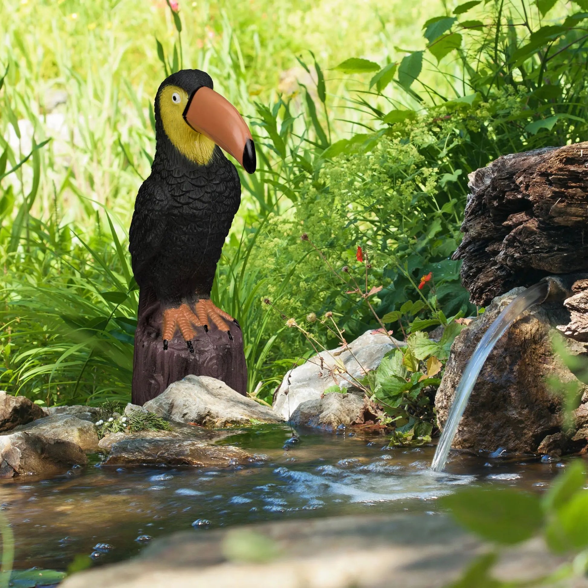 Gartenfigur Vogel Braun-Gelb-Schwarz von Relaxdays