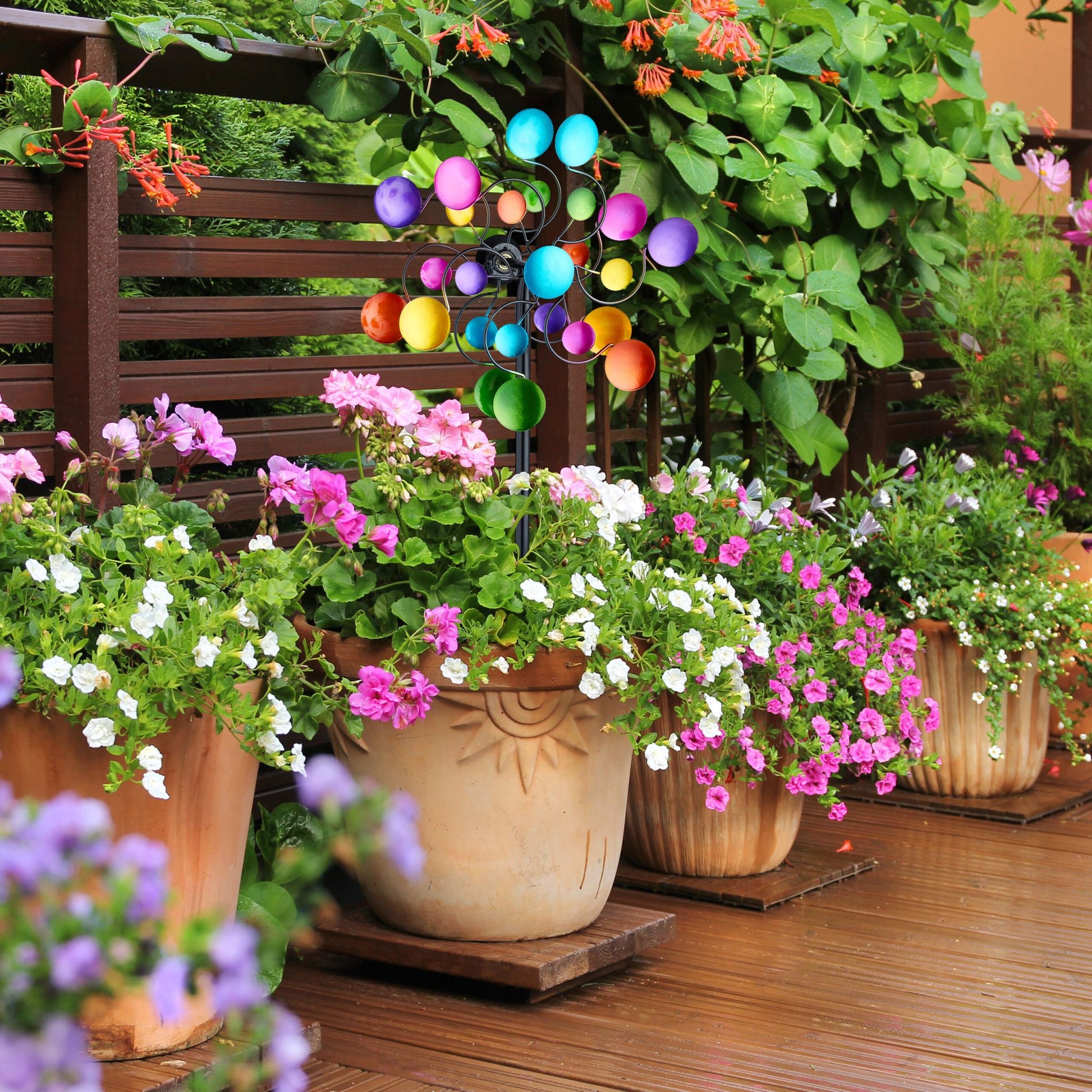 Windrad für den Garten Blau-Orange-Schwarz von Relaxdays