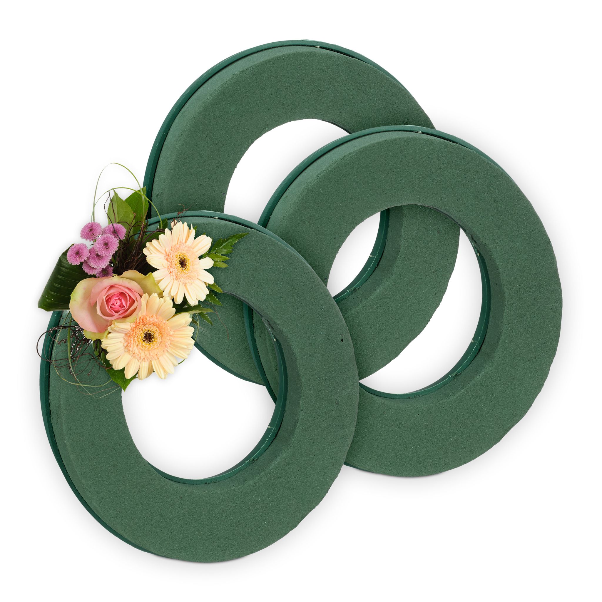Steckschaum Ring 3er-Set Dunkelgrün von Relaxdays