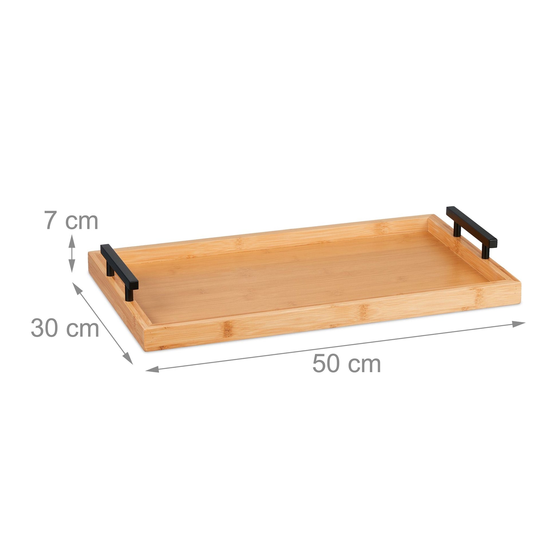 Tablett Bambus Hellbraun-Schwarz von Relaxdays