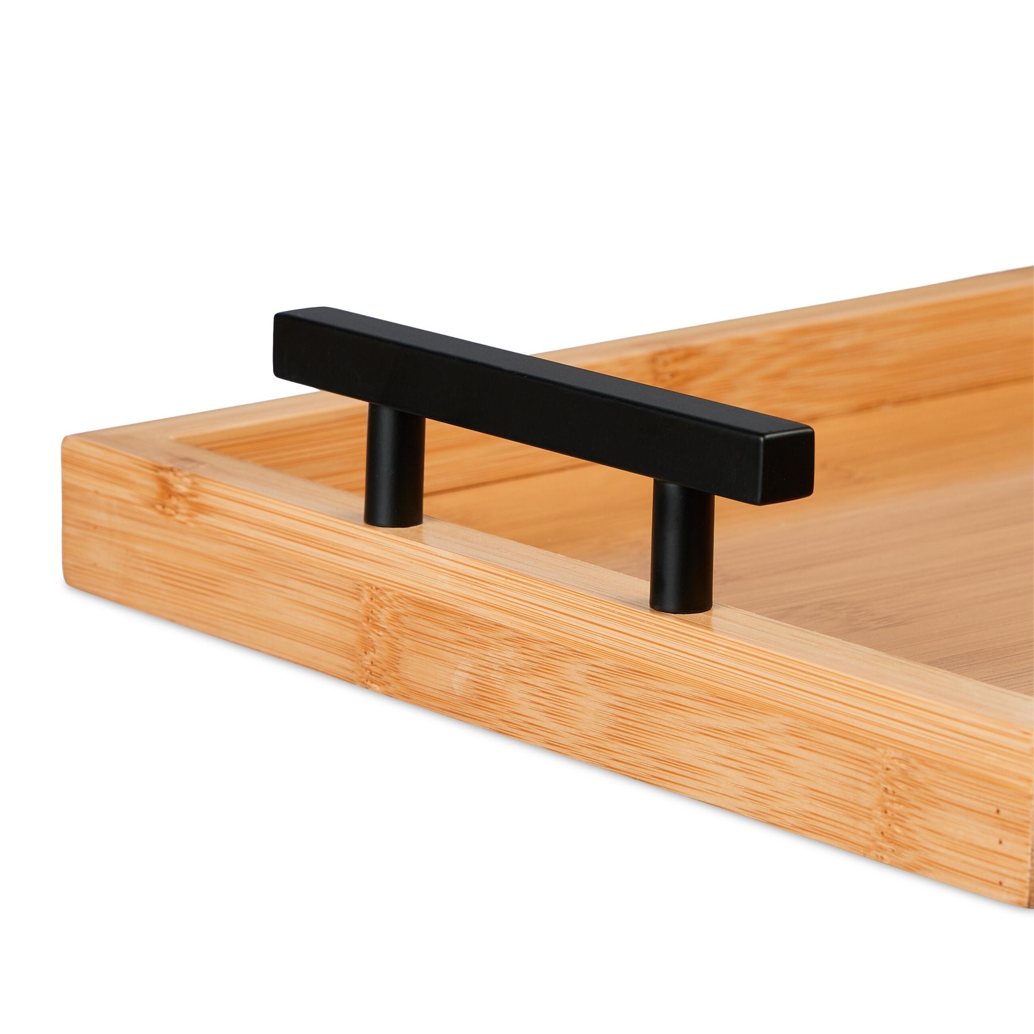 Tablett Bambus Hellbraun-Schwarz von Relaxdays
