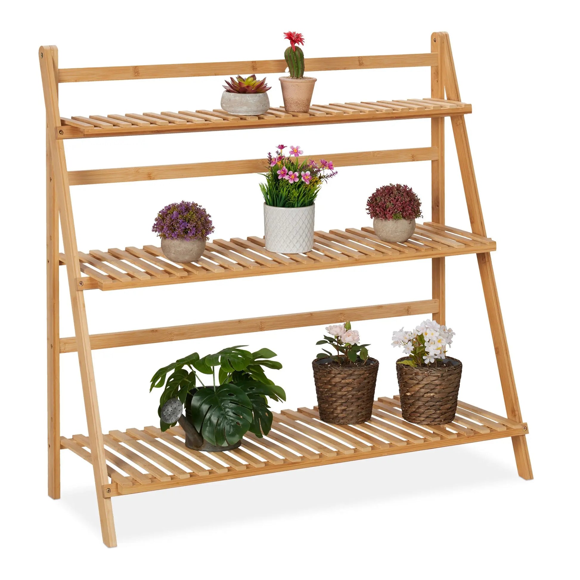 Blumenregal Bambus klappbar Hellbraun von Relaxdays