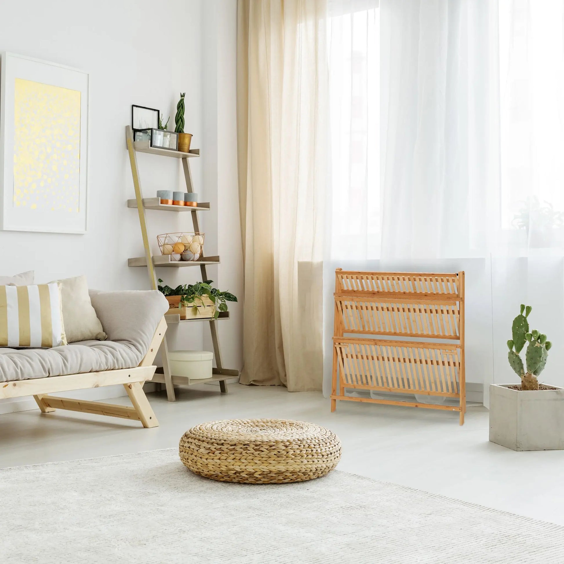 Blumenregal Bambus klappbar Hellbraun von Relaxdays