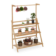 Blumenregal Bambus mit Hängestange Hellbraun