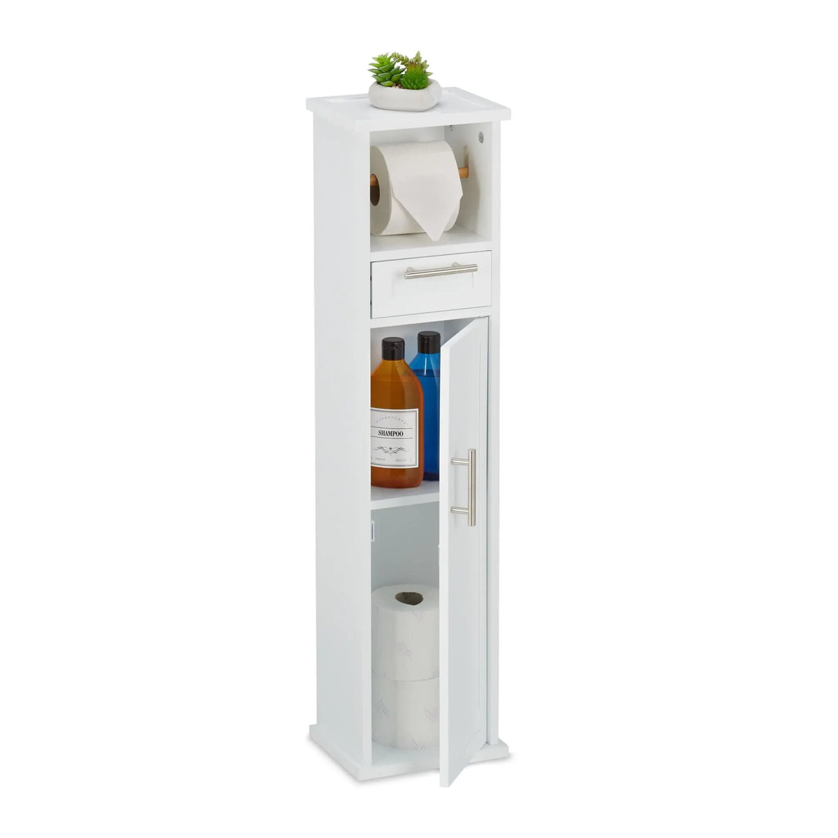Toilettenpapierhalter stehend Weiss-Silber von Relaxdays