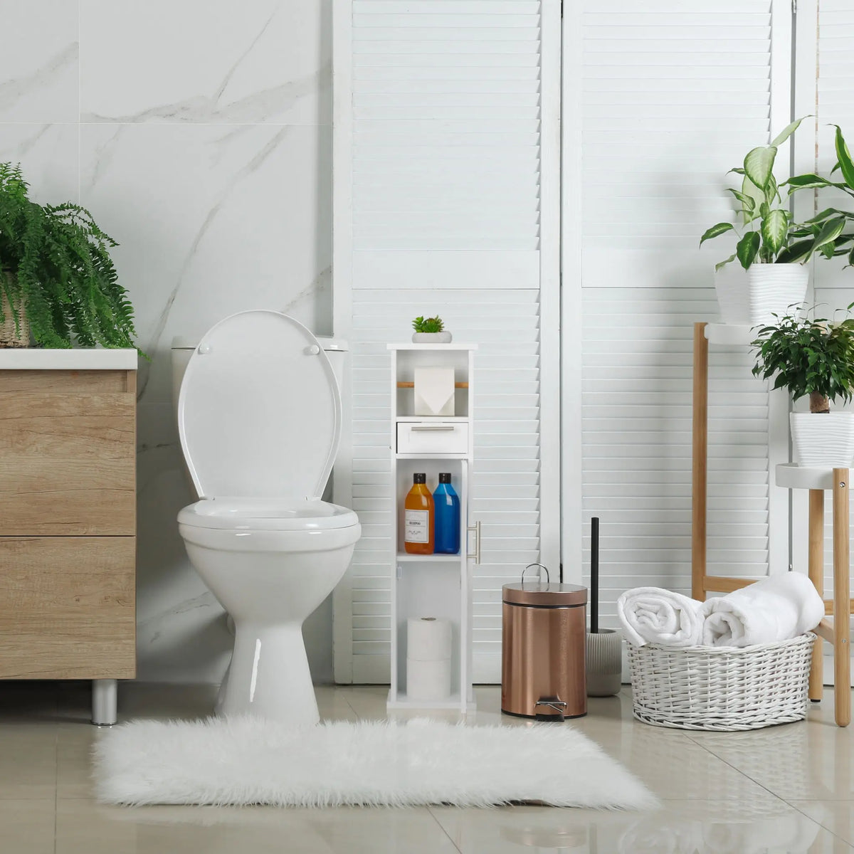Toilettenpapierhalter stehend Weiss-Silber von Relaxdays