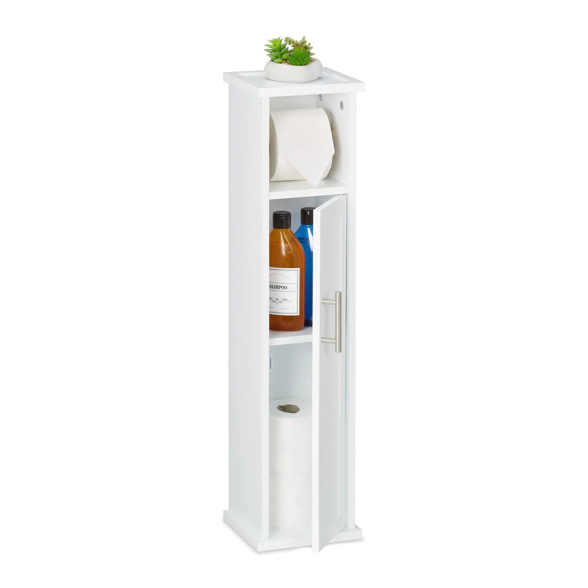 Toilettenpapierhalter stehend Weiss-Silber von Relaxdays