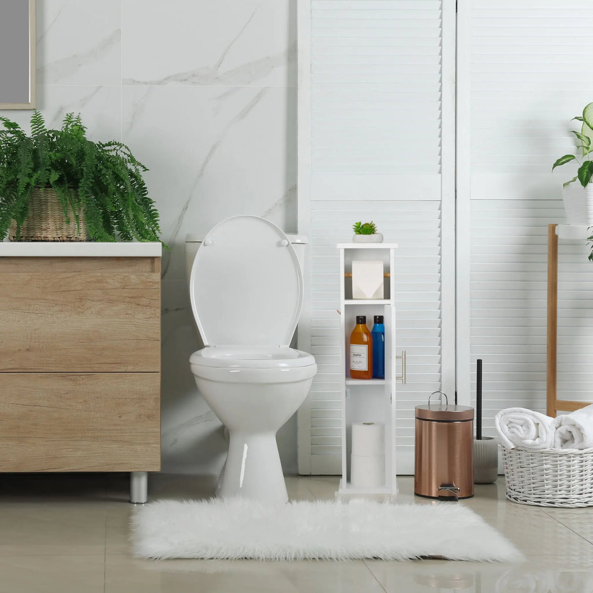 Toilettenpapierhalter stehend Weiss-Silber von Relaxdays