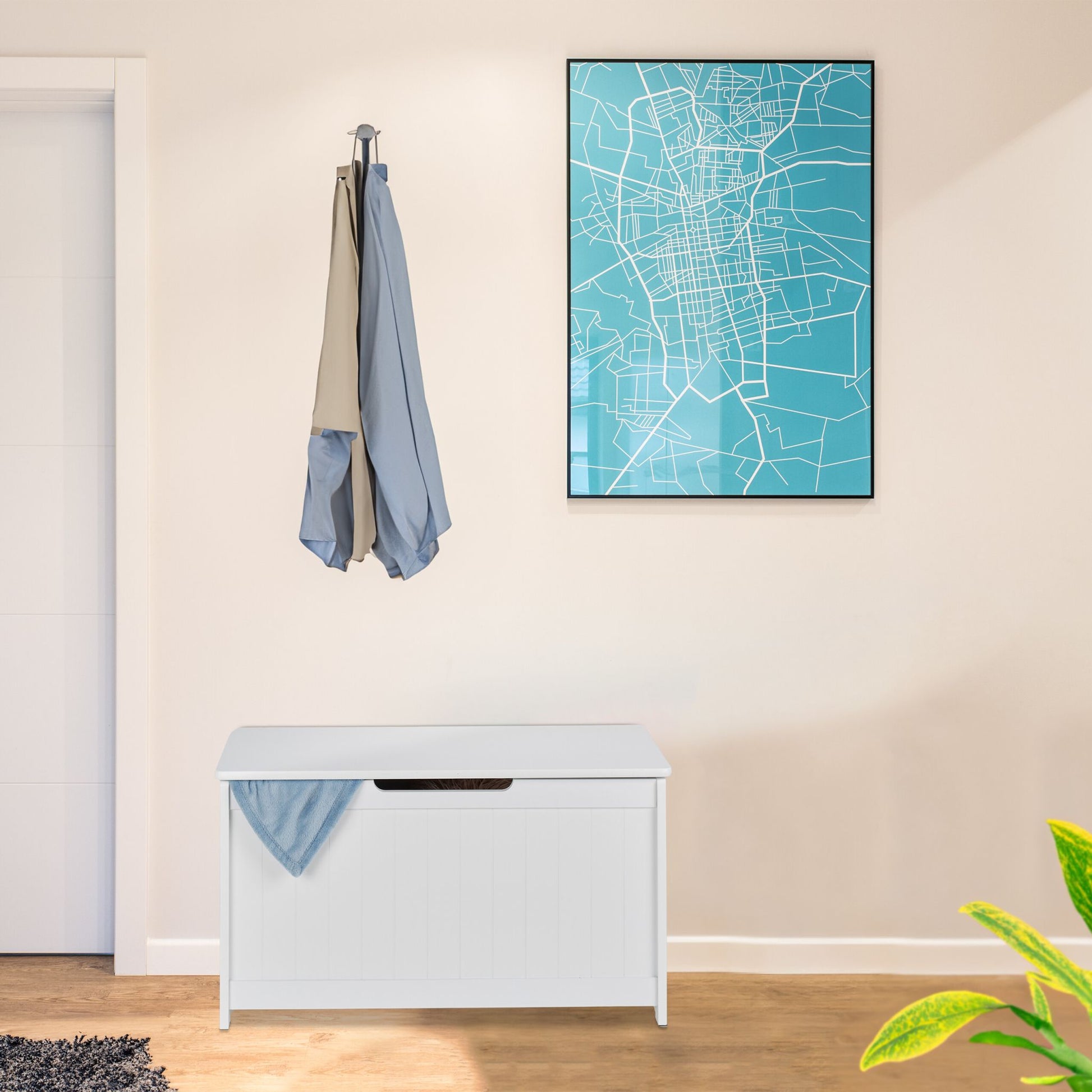 Aufbewahrungstruhe mit Deckel Weiss von Relaxdays