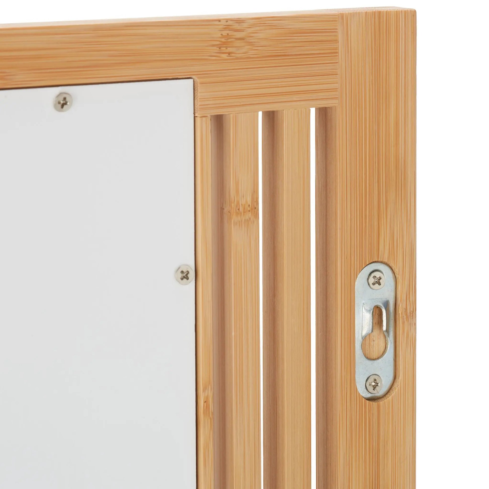 Bambus Badspiegel mit Ablage Weiss-Hellbraun von Relaxdays