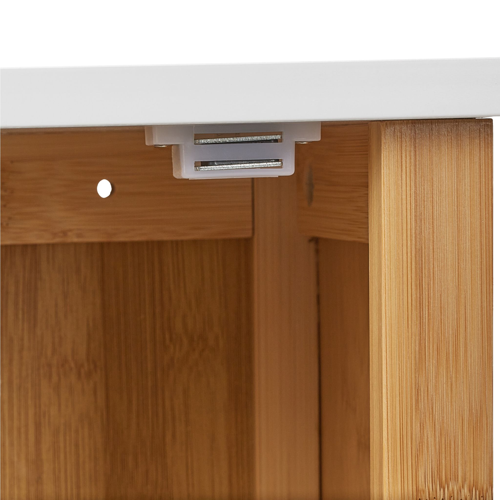 Badezimmerschrank Bambus hängend Weiss-Hellbraun von Relaxdays