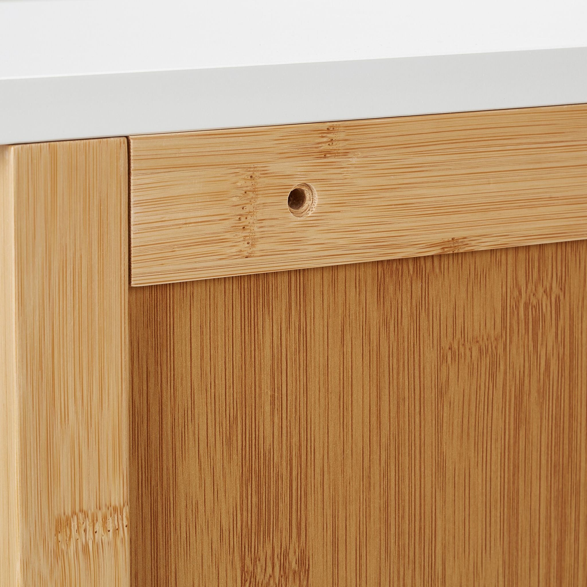 Badezimmerschrank Bambus hängend Weiss-Hellbraun von Relaxdays