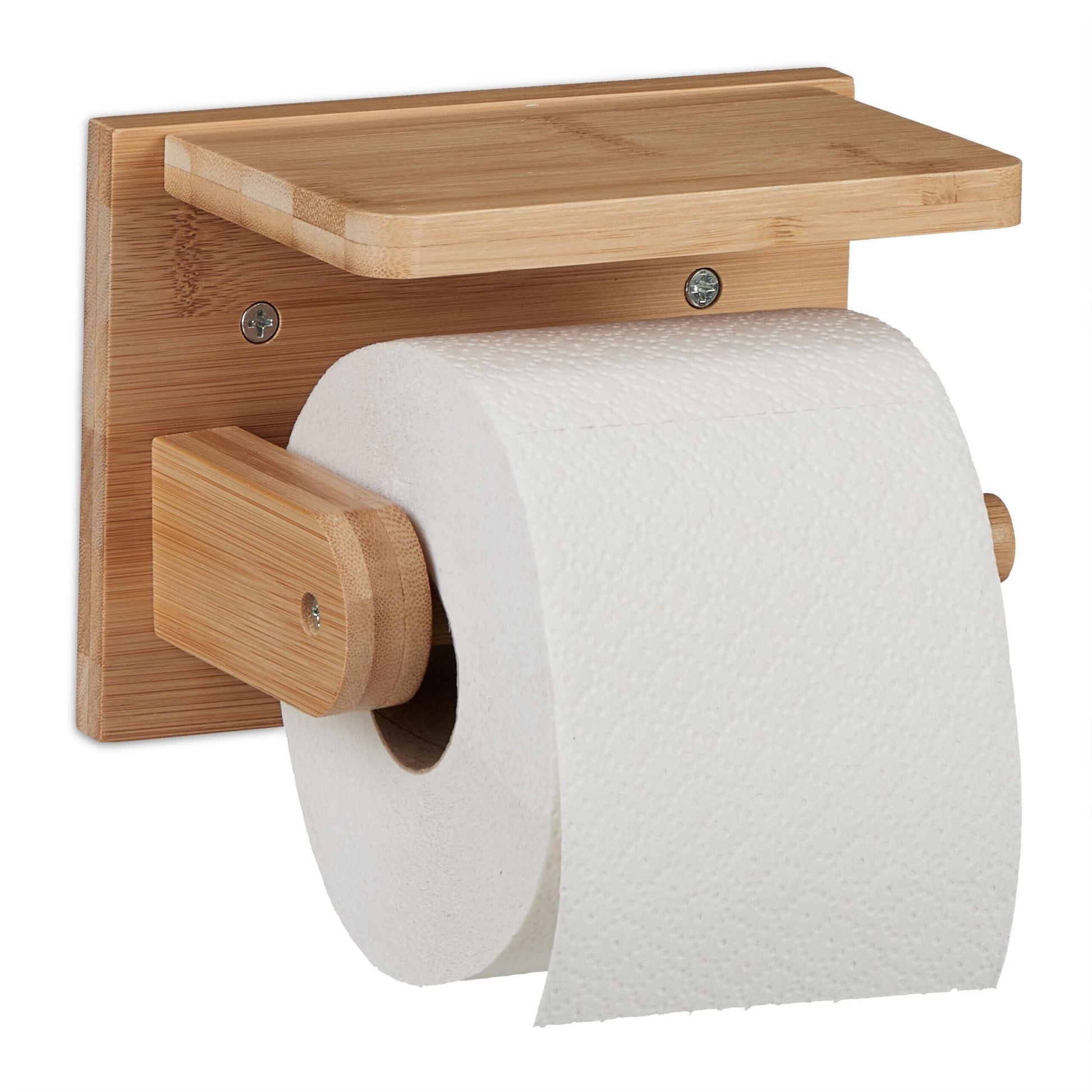 Bambus Toilettenpapierhalter mit Ablage Hellbraun von Relaxdays