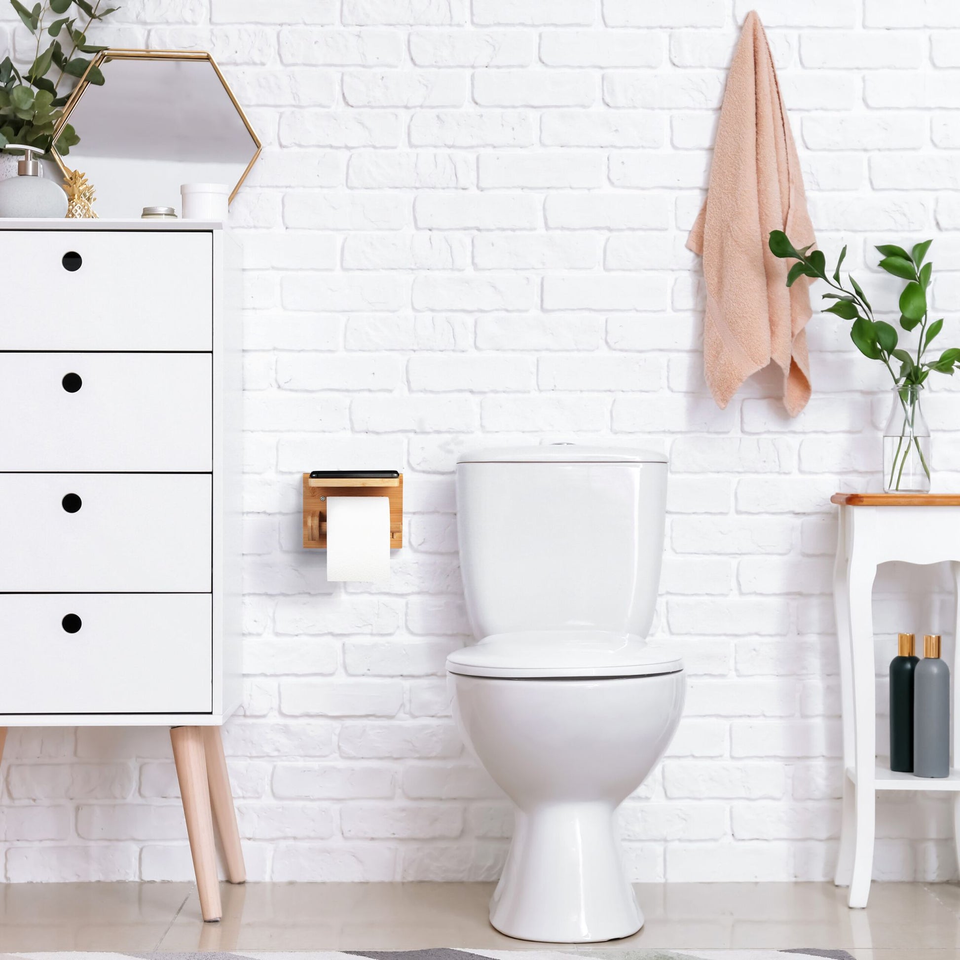 Bambus Toilettenpapierhalter mit Ablage Hellbraun von Relaxdays