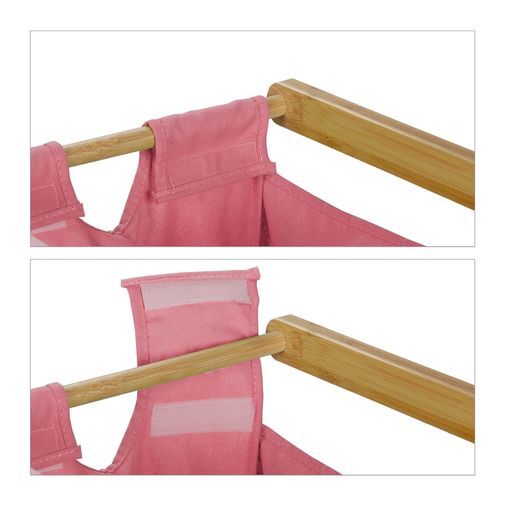 Wäschekorb Regal Bambus Hellbraun-Rosa von Relaxdays