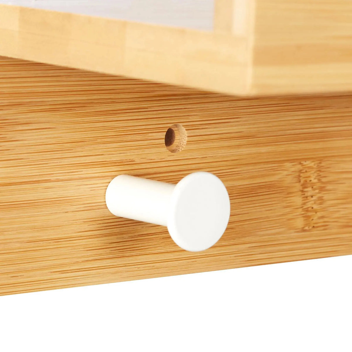 Wandregal mit 3er Hakenleiste Weiss-Hellbraun von Relaxdays