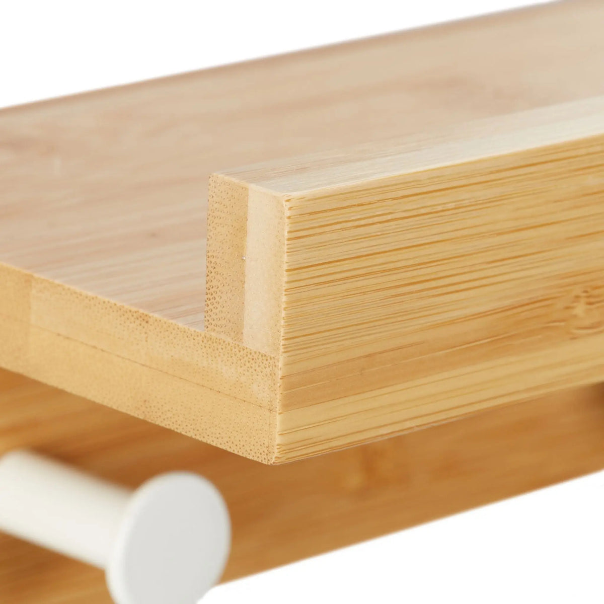Wandregal mit 3er Hakenleiste Weiss-Hellbraun von Relaxdays
