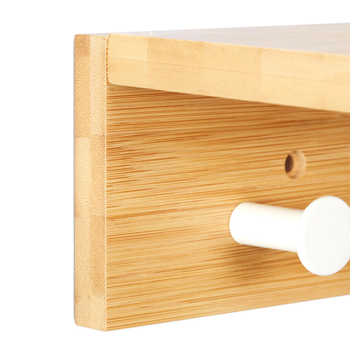 Wandregal mit 3er Hakenleiste Weiss-Hellbraun von Relaxdays