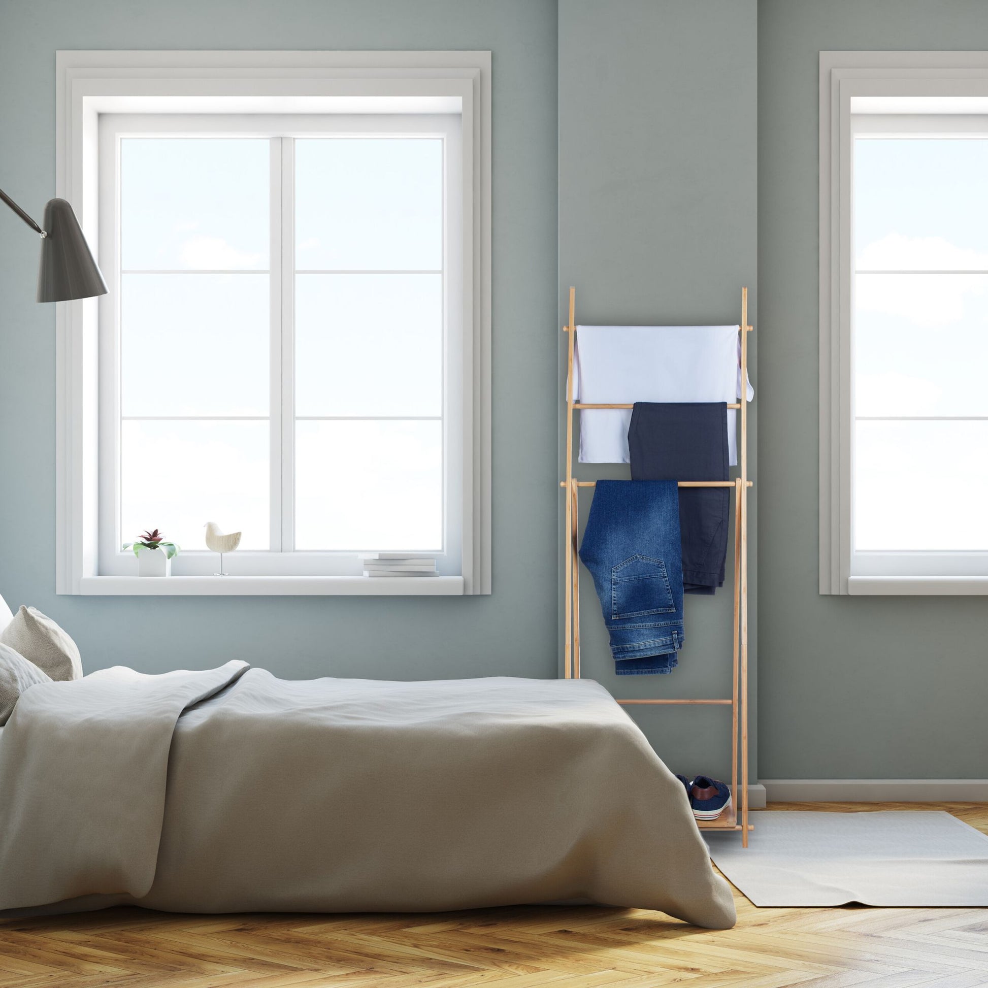 Handtuchständer Bambus 4 Stangen Hellbraun von Relaxdays