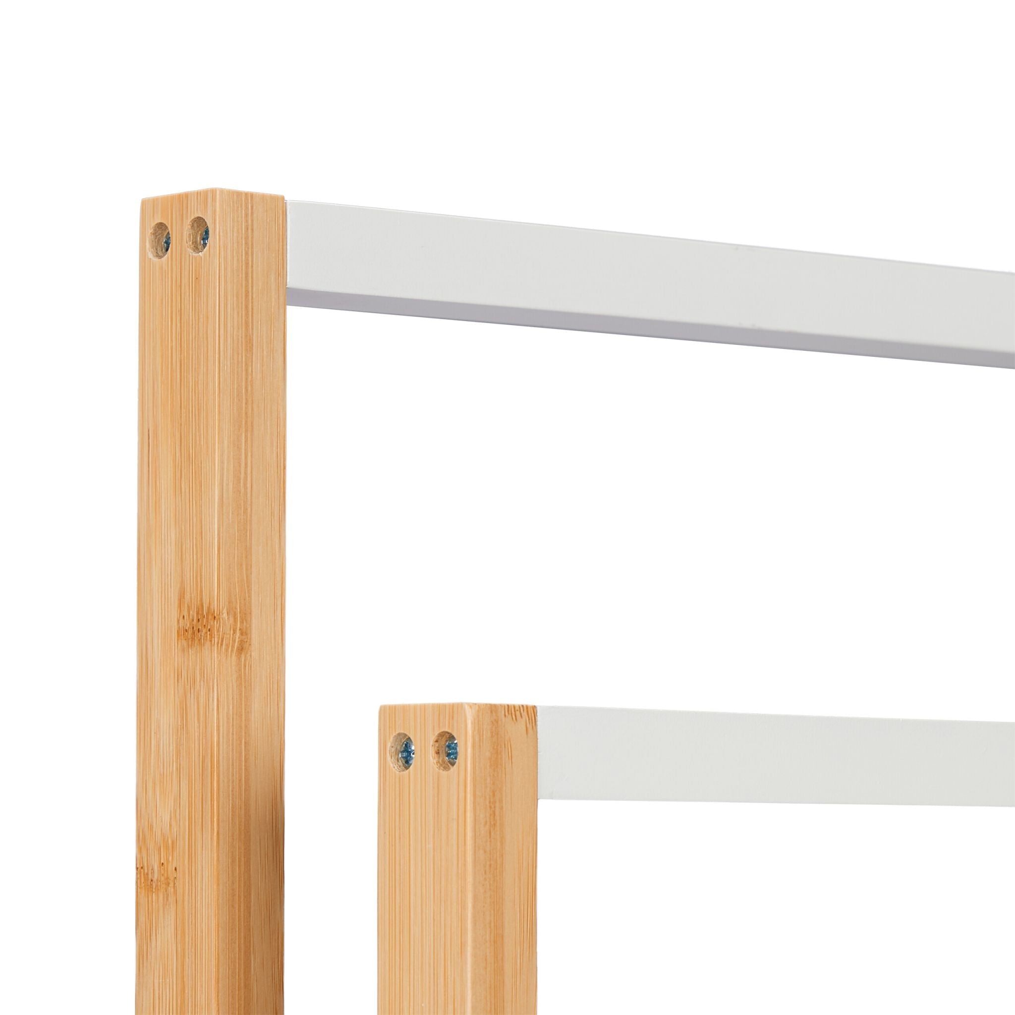 Bambus Handtuchständer 6 Stangen Weiss-Hellbraun von Relaxdays