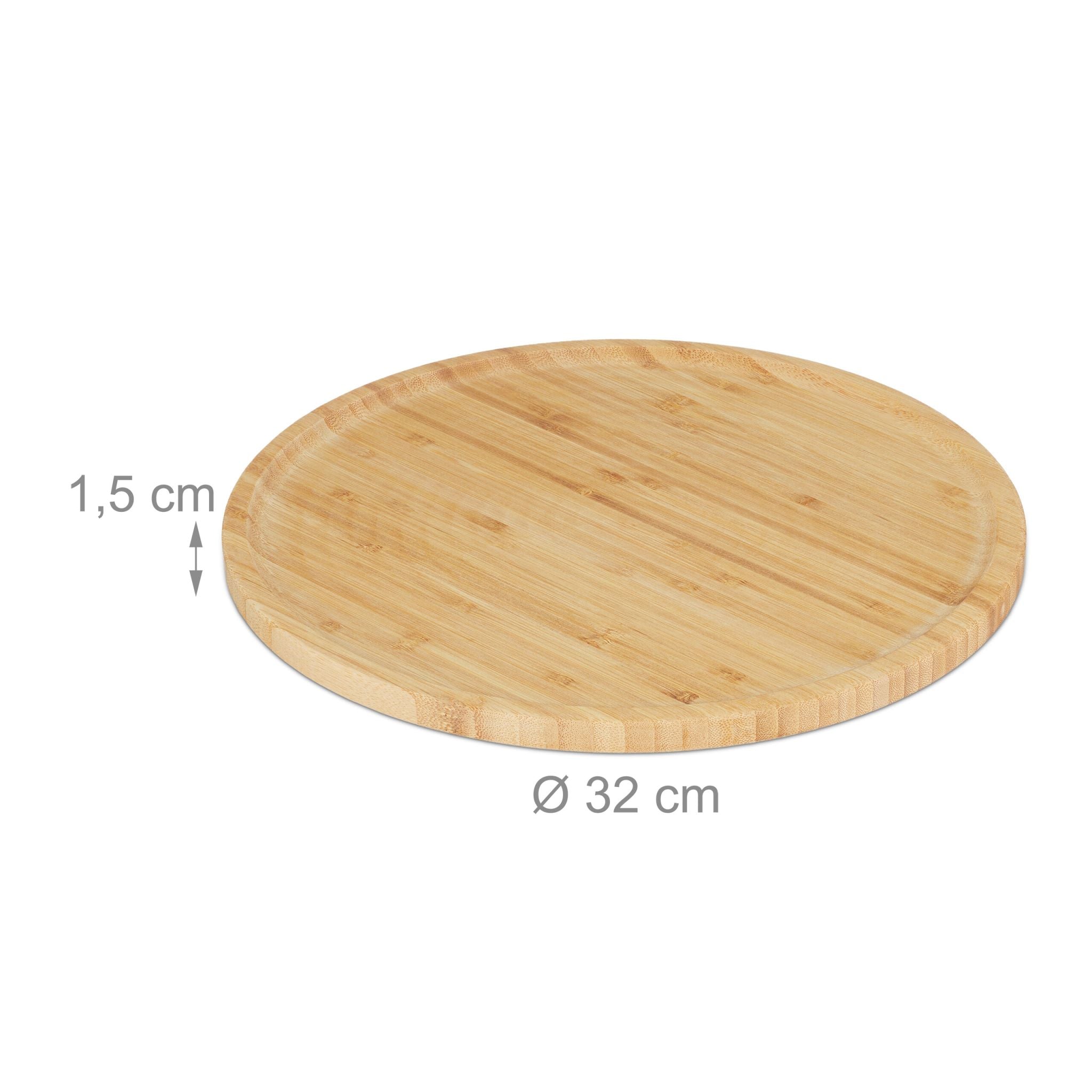 Bambus Pizzateller 32cm Hellbraun von Relaxdays
