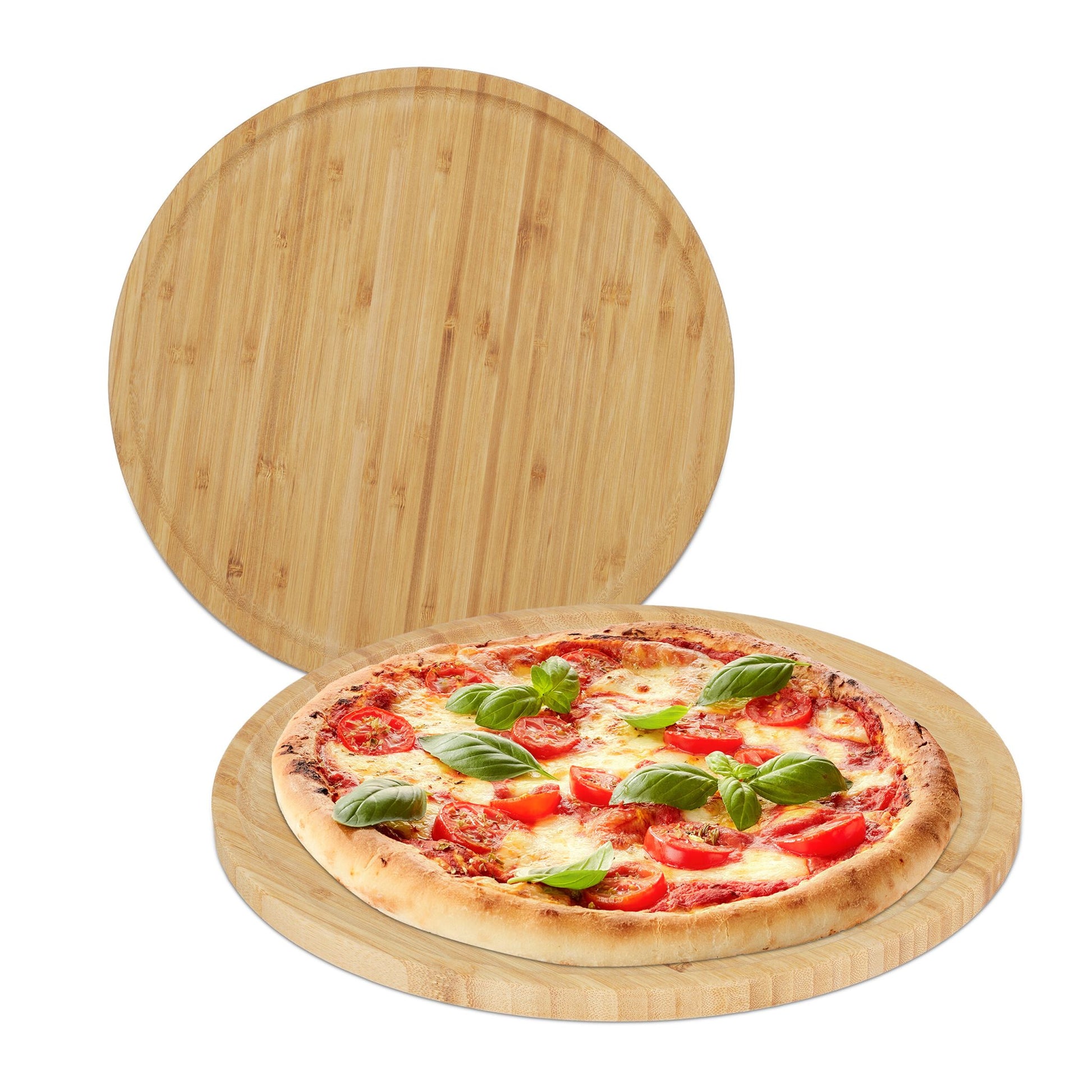 Bambus Pizzateller 2er-Set Hellbraun von Relaxdays