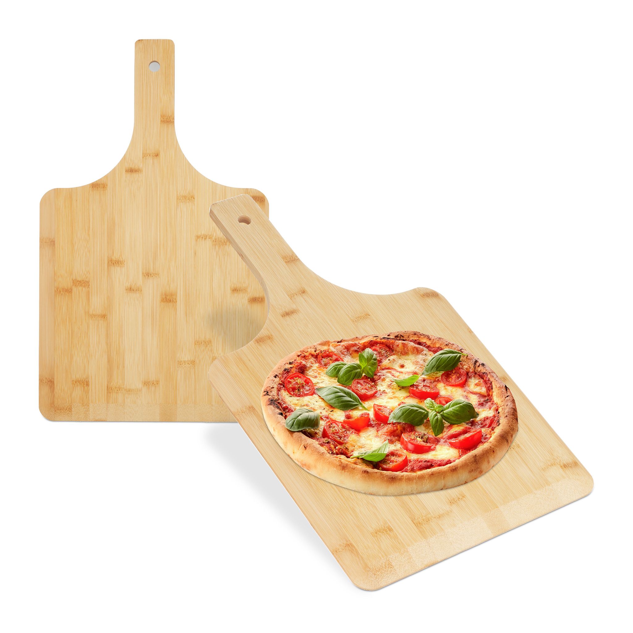 Pizzaschieber Bambus 2er-Set Hellbraun von Relaxdays