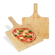 Pizzaschieber XXL Bambus 2er-Set Hellbraun von Relaxdays
