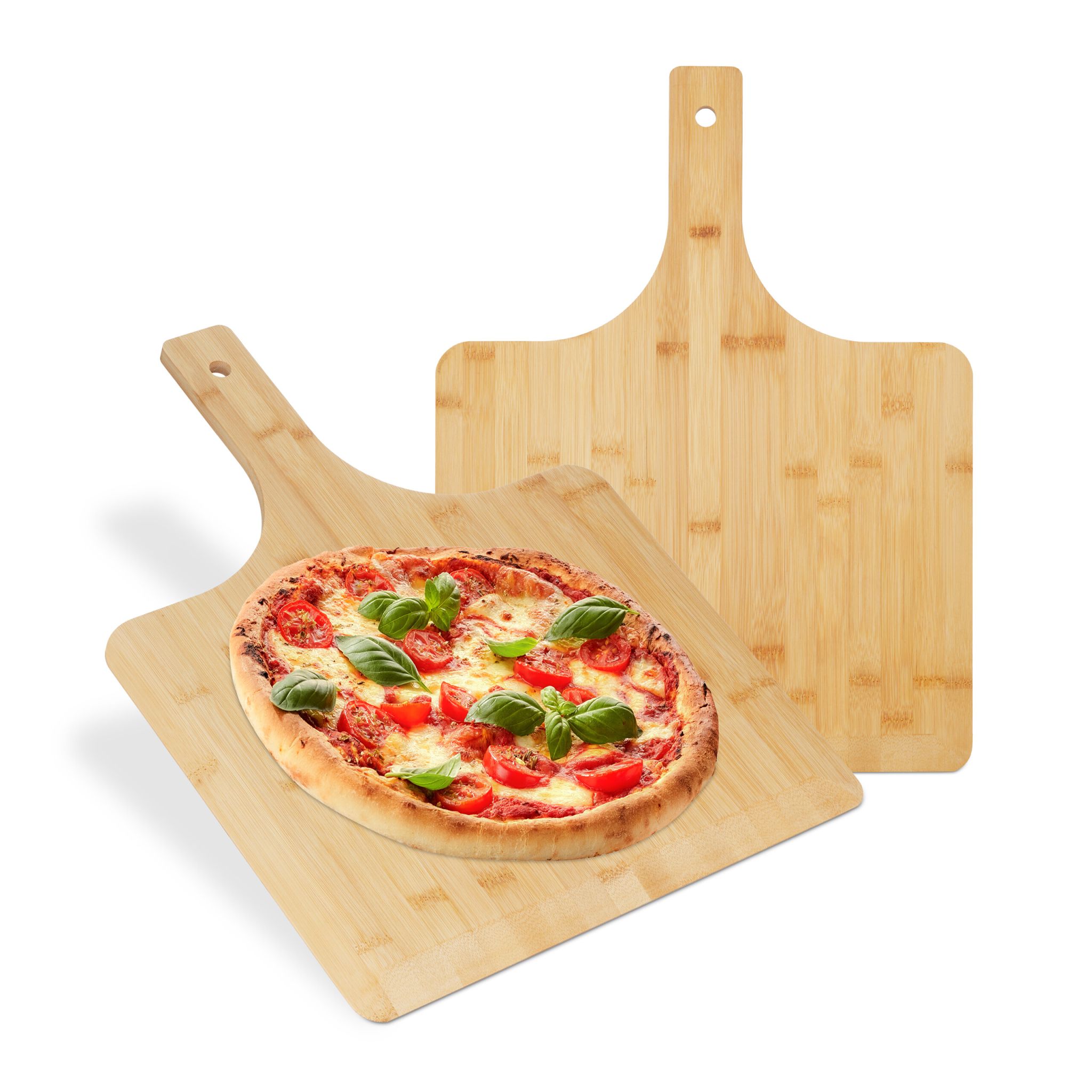 Pizzaschieber XXL Bambus 2er-Set Hellbraun von Relaxdays