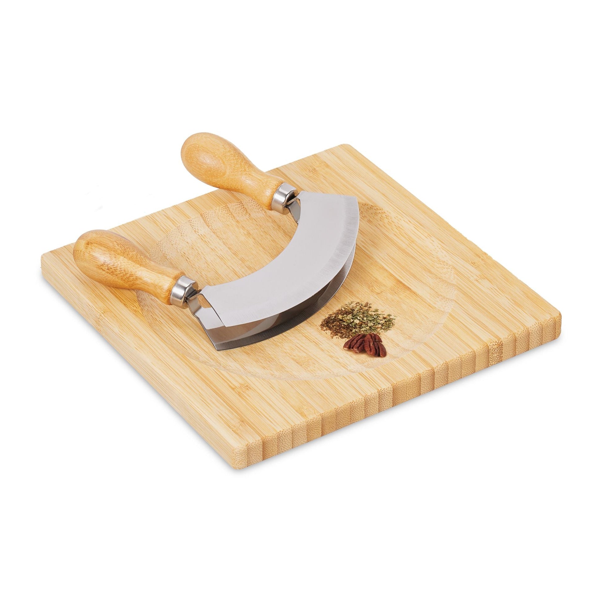 Zweischneidiges Wiegemesser mit Brett Hellbraun-Silber von Relaxdays