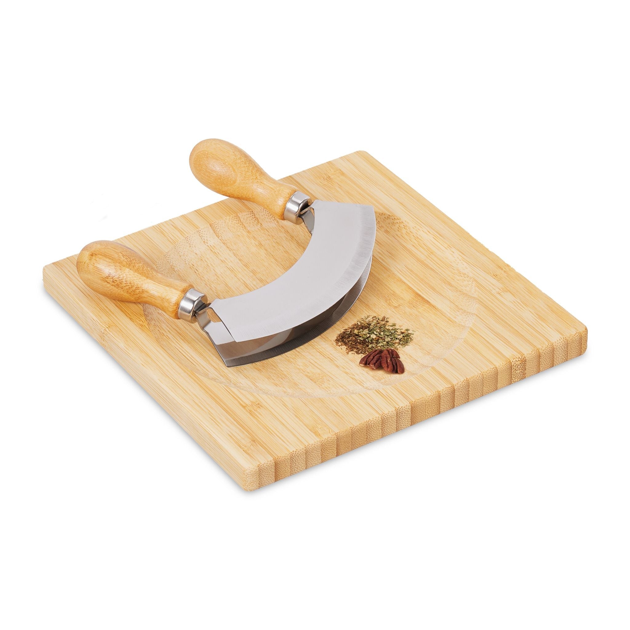 Zweischneidiges Wiegemesser mit Brett Hellbraun-Silber von Relaxdays