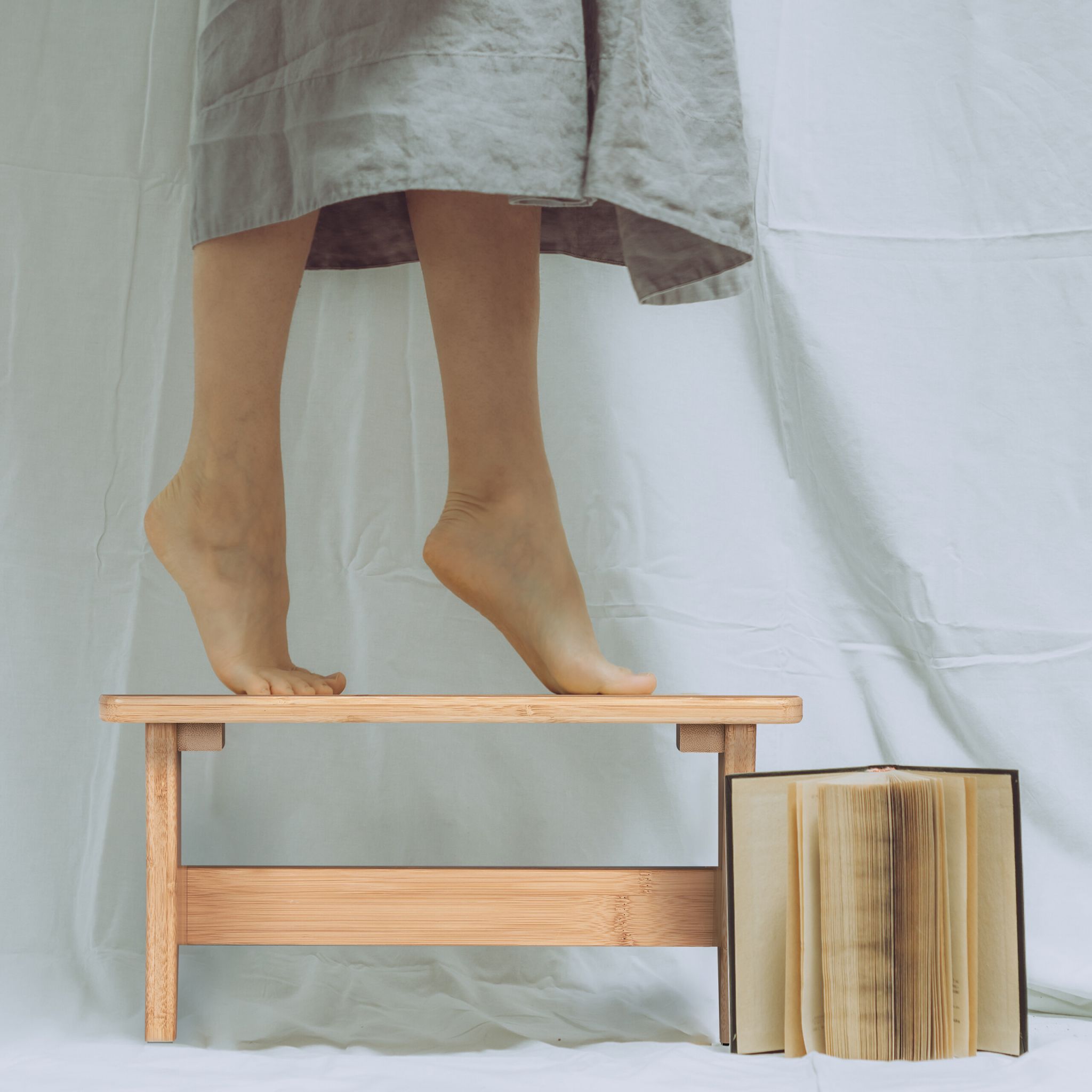 Hocker Bambus Hellbraun von Relaxdays