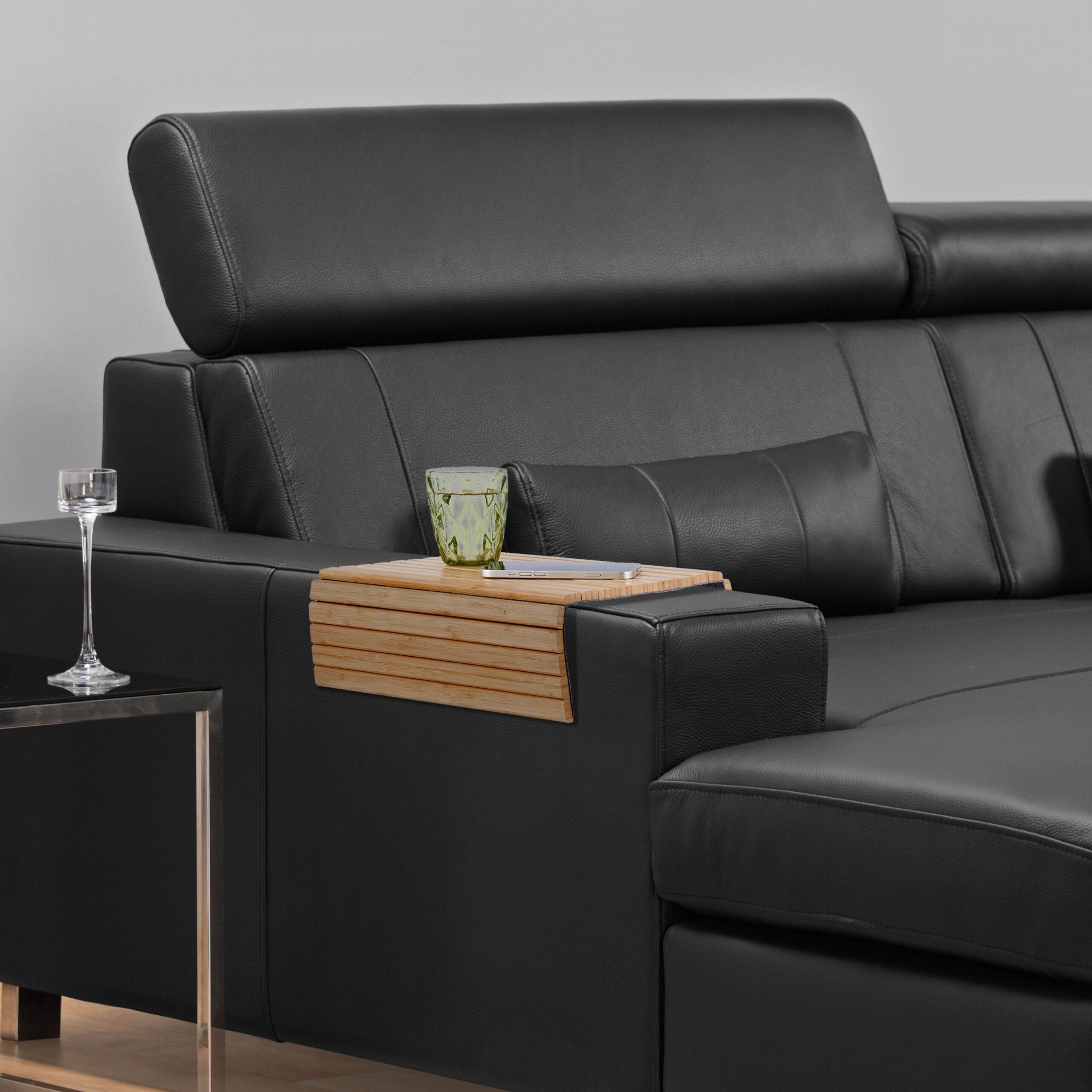 Sofatablett Bambus Hellbraun-Grau von Relaxdays